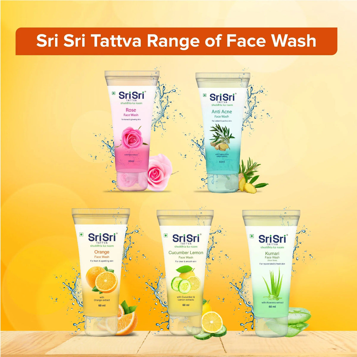 Sri Sri Tattva Orange Face Wash - Feel of Freshness, 60 ml