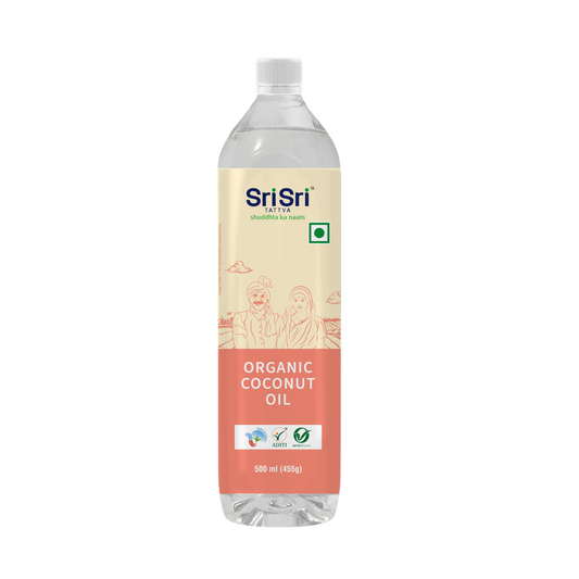 Sri Sri Tattva Organic Coconut Oil Bottle - Cold Pressed | Unrefined | 500 ml