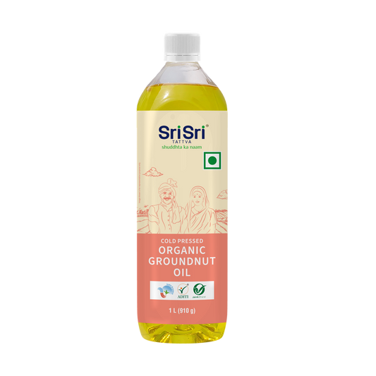 Sri Sri Tattva Organic Groundnut Oil Bottle - Cold Pressed | Unrefined | 1 L