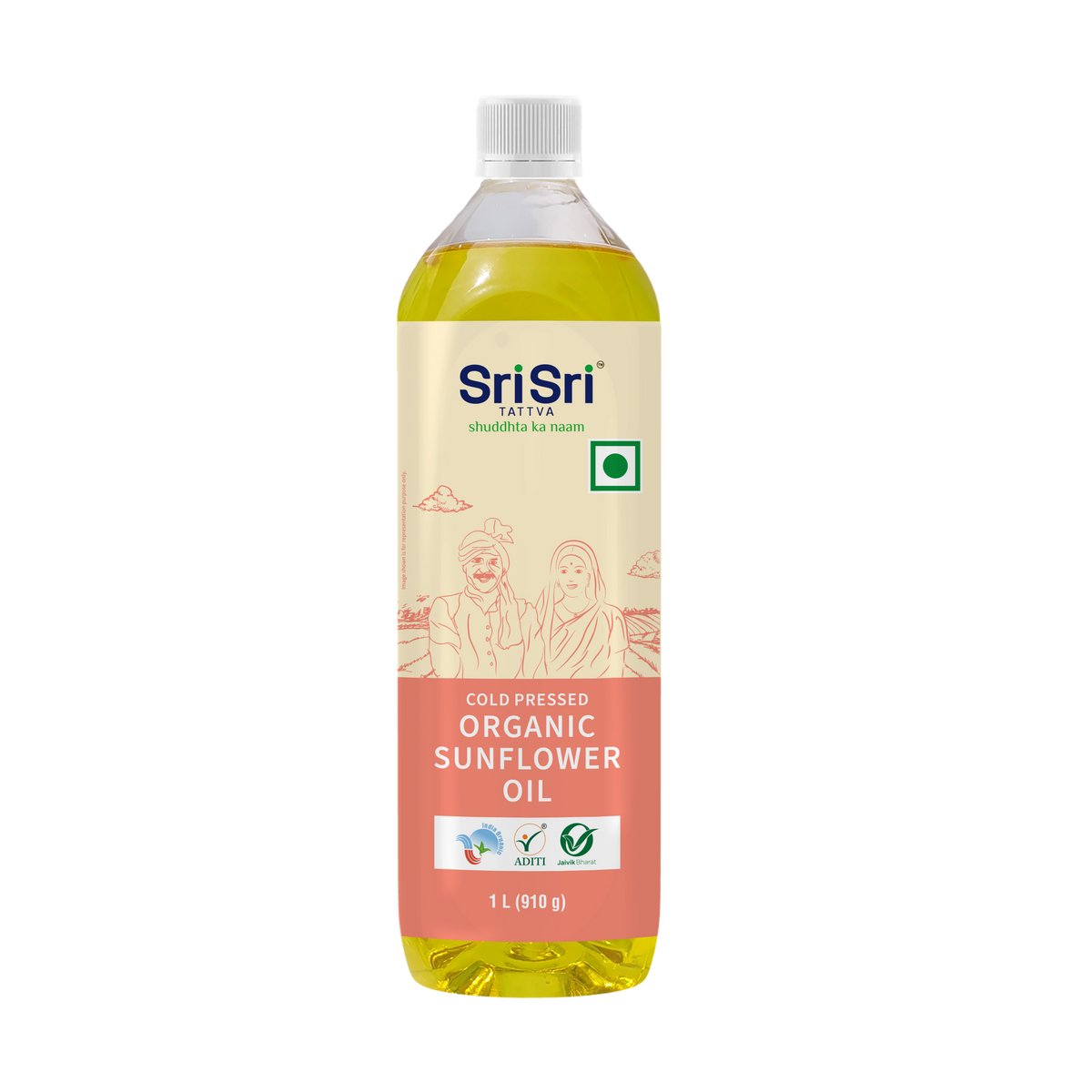 Sri Sri Tattva Organic Sunflower Oil Bottle - Cold Pressed | Unrefined | 1 L