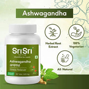 Sri Sri Tattva Ashwagandha - Stress Relief | Balances Nervous System | Promotes Quality Sleep | Restores Energy & Strength | 60 Tabs, 500 mg