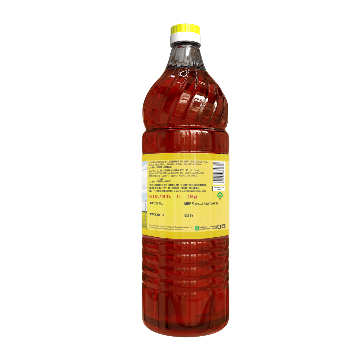Sri Sri Tattva Premium Kachi Ghani Mustard Oil Bottle, 1 L