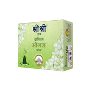 Sri Sri Tattva Premium Mogra Incense Cones For Pooja | 12 Dhoop Cones | Fragrances – Natural Mogra | Free Stand | 25 g