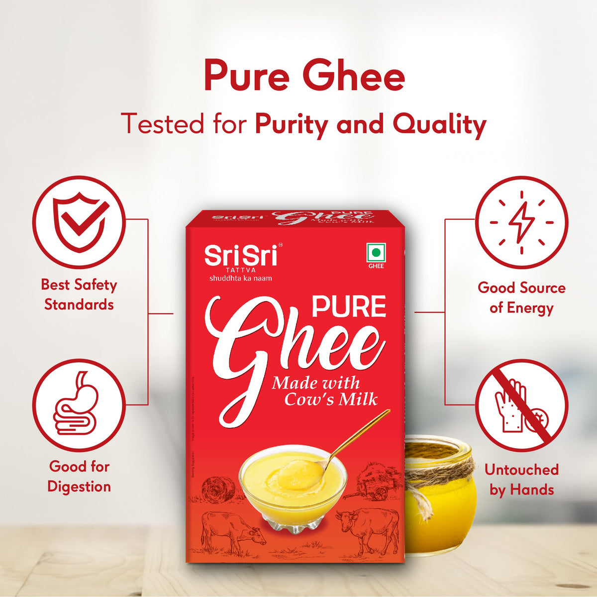 Sri Sri Tattva Pure Ghee 1 L | Made with Cow's Milk