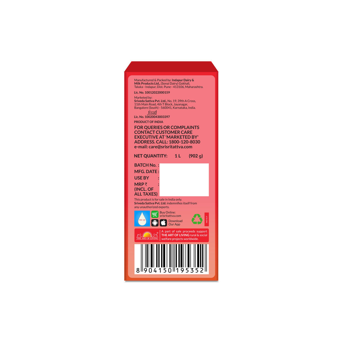 Sri Sri Tattva Pure Ghee 1 L | Made with Cow's Milk