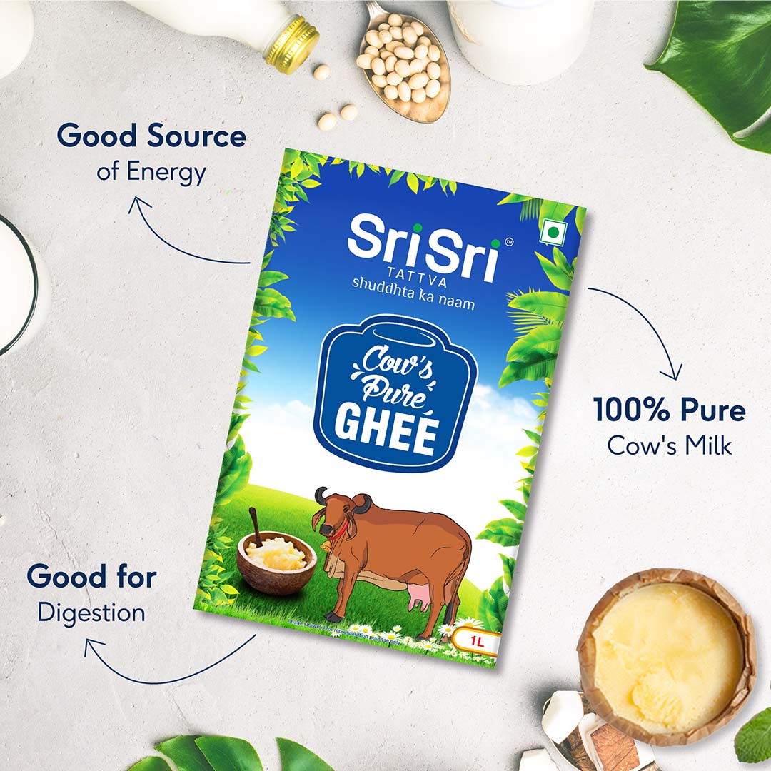Sri Sri Tattva Cow's Pure Ghee, 1 L | Tetra Pack