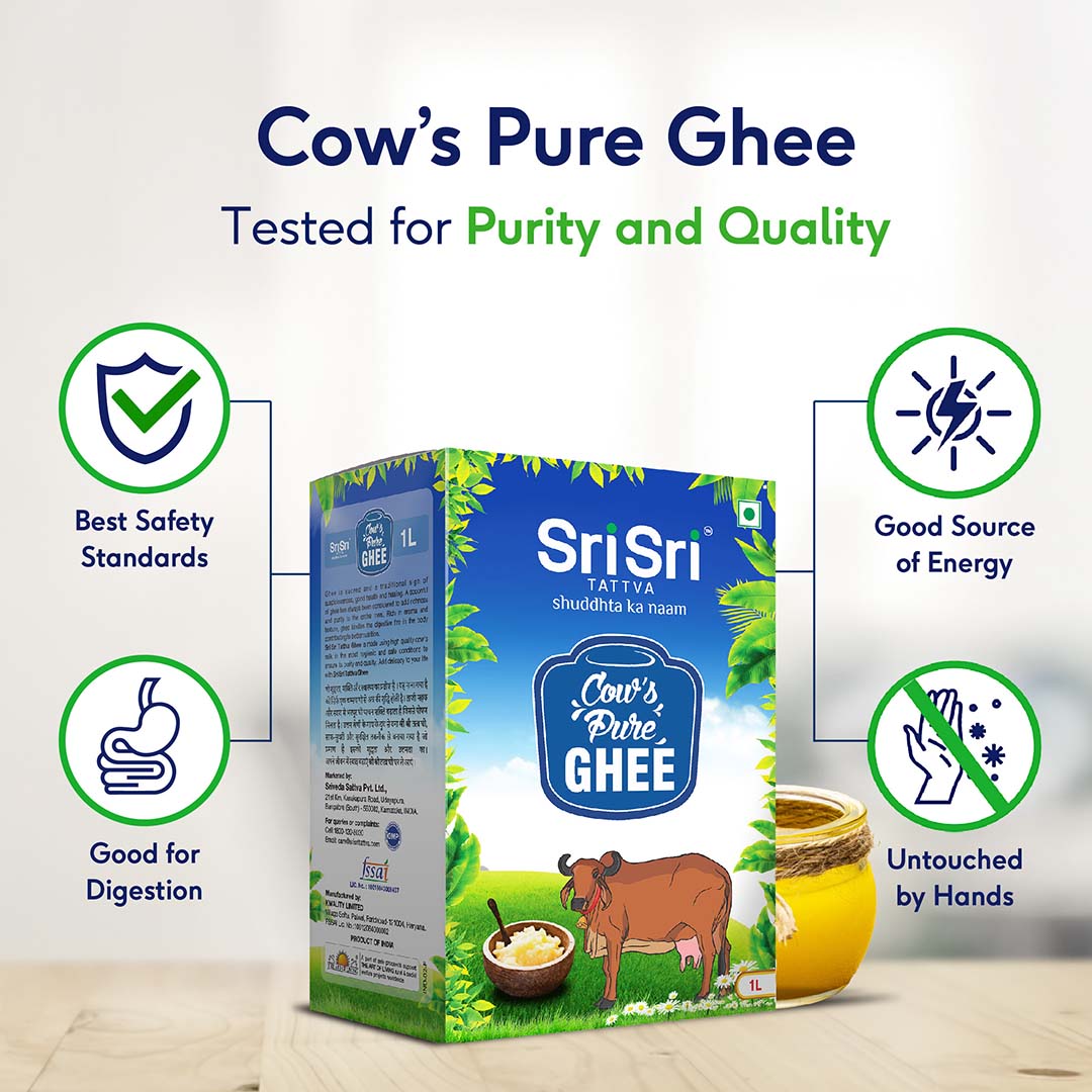 Sri Sri Tattva Cow's Pure Ghee, 1 L | Tetra Pack