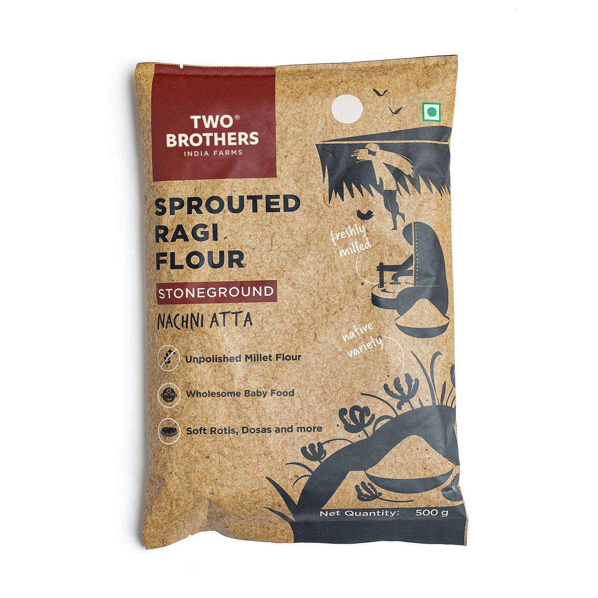 Two Brothers Organic Farms Sprouted Ragi Flour - Nachni Satva