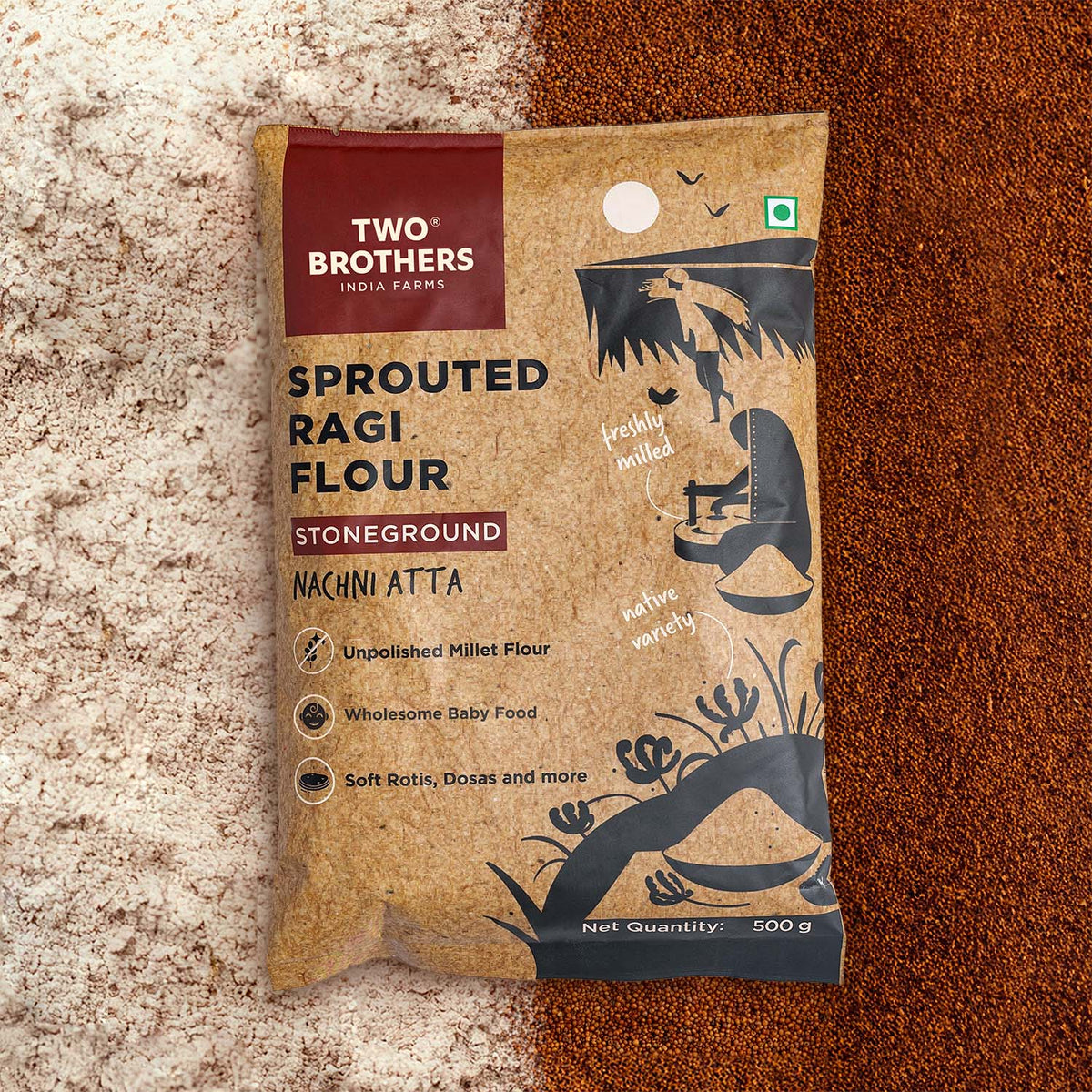 Two Brothers Organic Farms Sprouted Ragi Flour - Nachni Satva