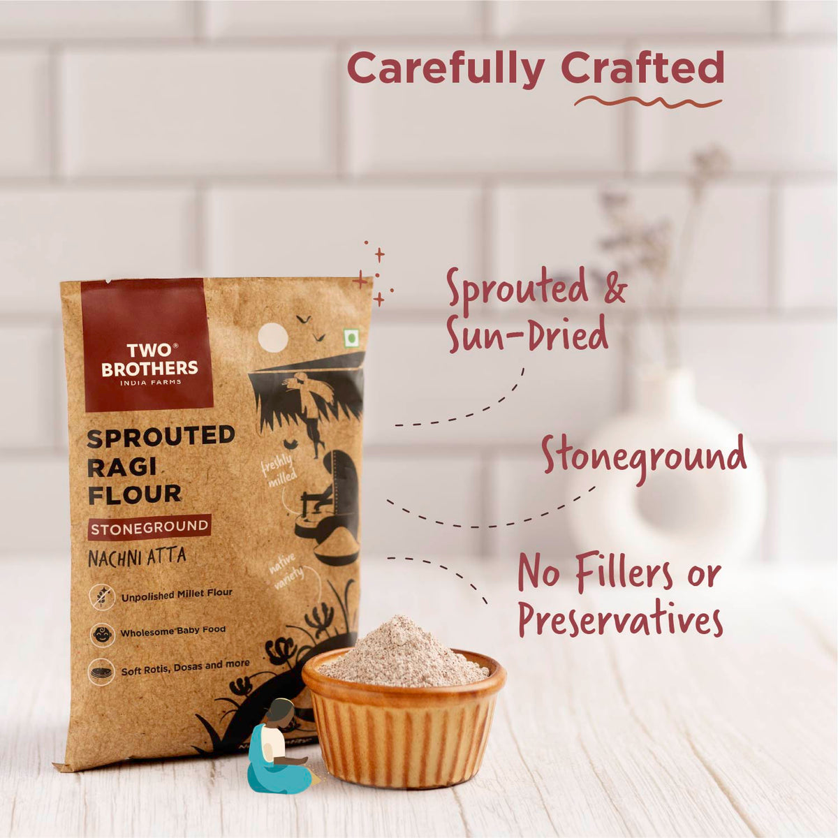 Two Brothers Organic Farms Sprouted Ragi Flour - Nachni Satva