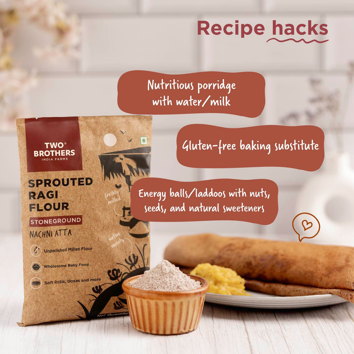 Two Brothers Organic Farms Sprouted Ragi Flour - Nachni Satva