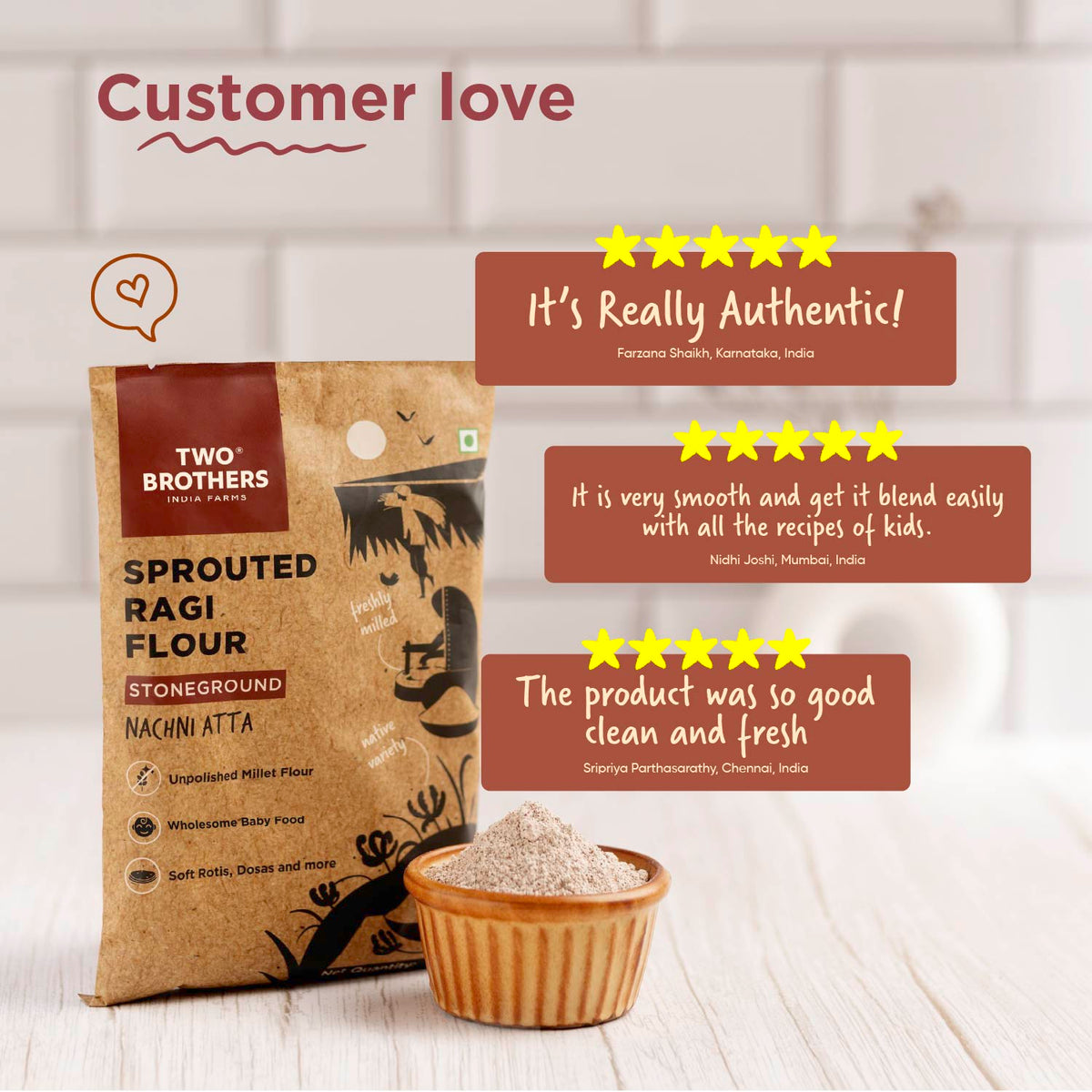 Two Brothers Organic Farms Sprouted Ragi Flour - Nachni Satva