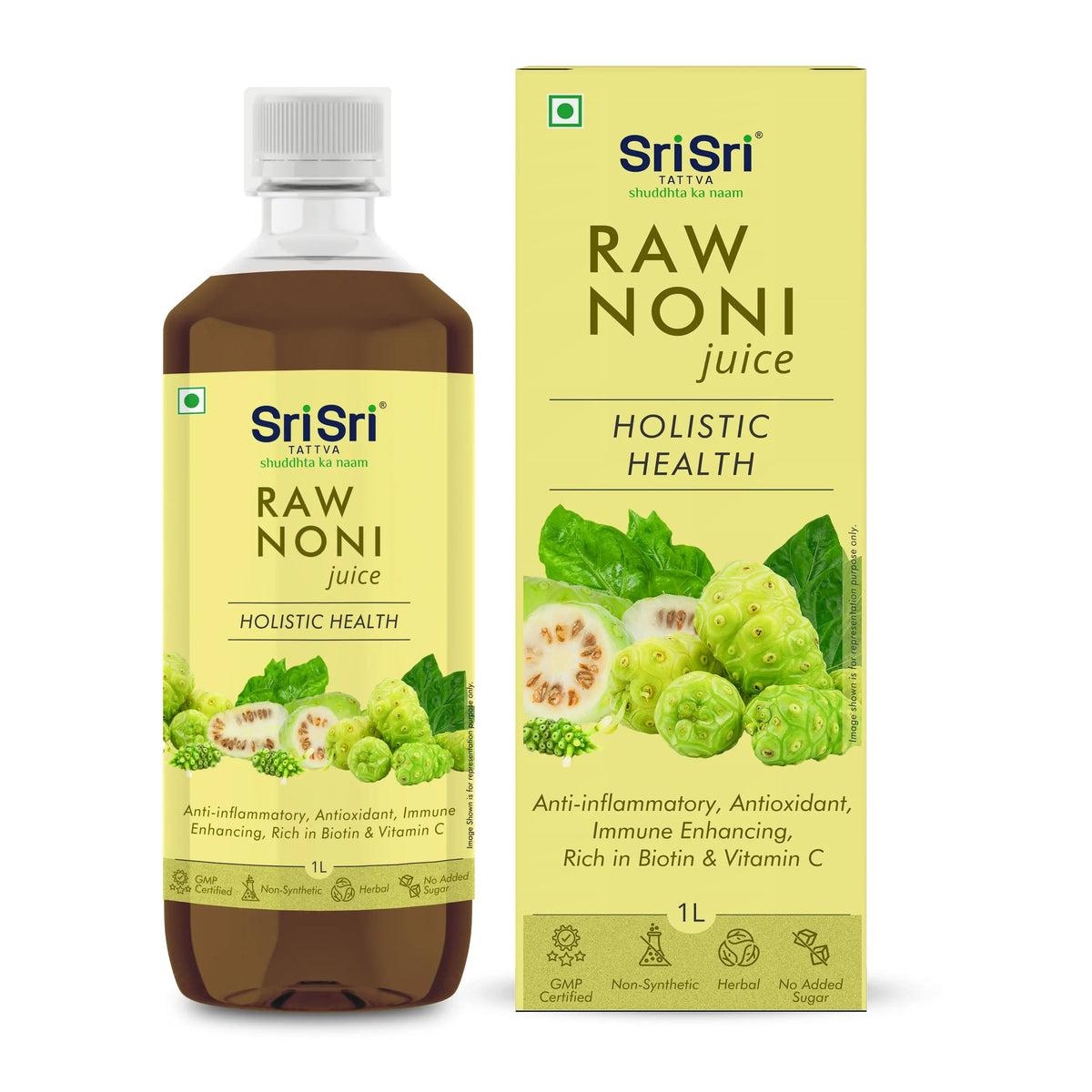 Sri Sri Tattva Raw Noni Juice - Holistic Health | Anti-inflammatory, Antioxidant, Immune Enhancing, Rich In Biotin & Vitamin C | 1 L