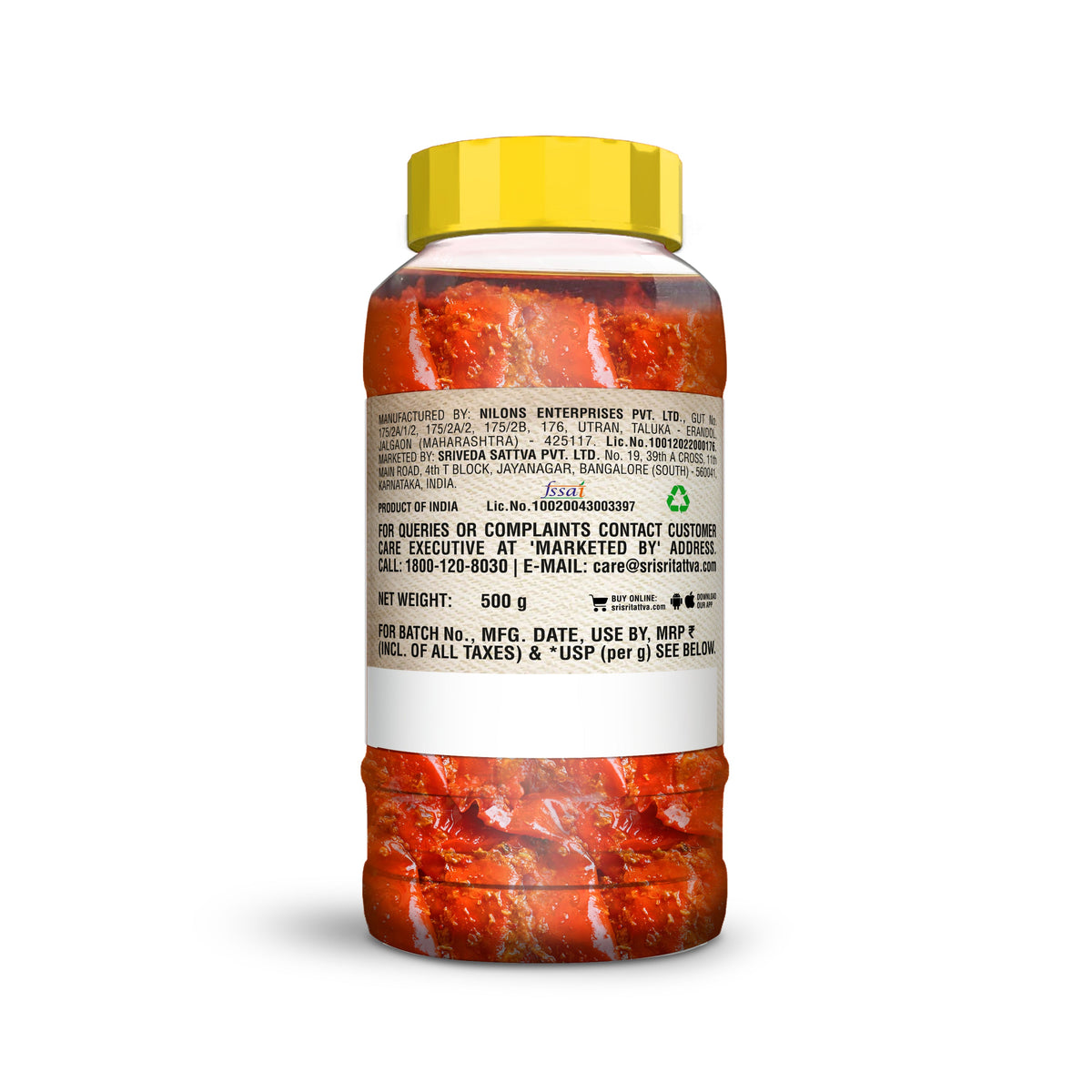 Sri Sri Tattva Red Chilli (Stuffed) Pickle , 500 g