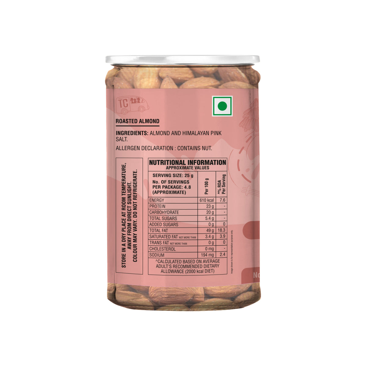 Sri Sri Tattva TRUE CREW Roasted Almonds 120 g Jar