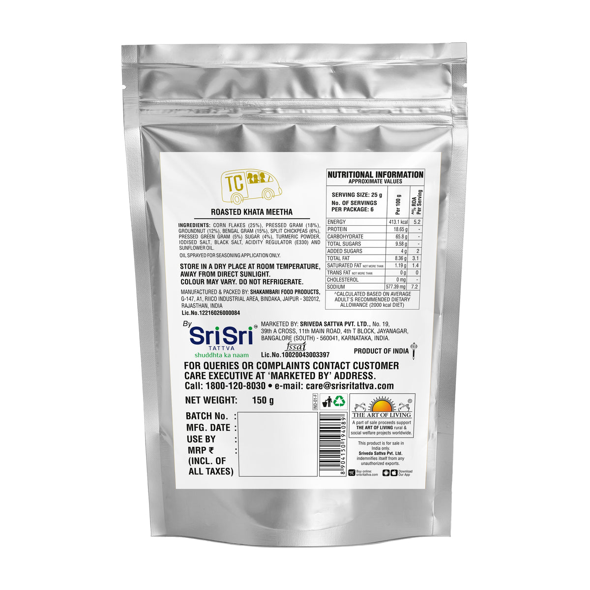 Sri Sri Tattva TRUE CREW Roasted Khata Meetha Pouch | 150 g