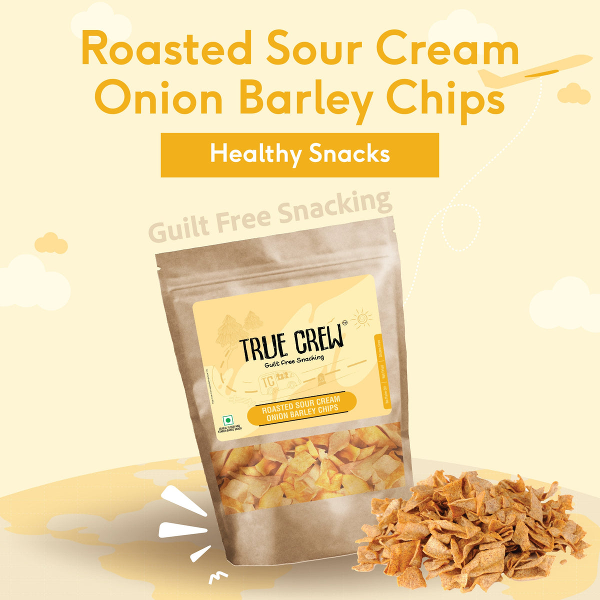 Sri Sri Tattva TRUE CREW - Sour Cream Onion Barley Chips, 125 g