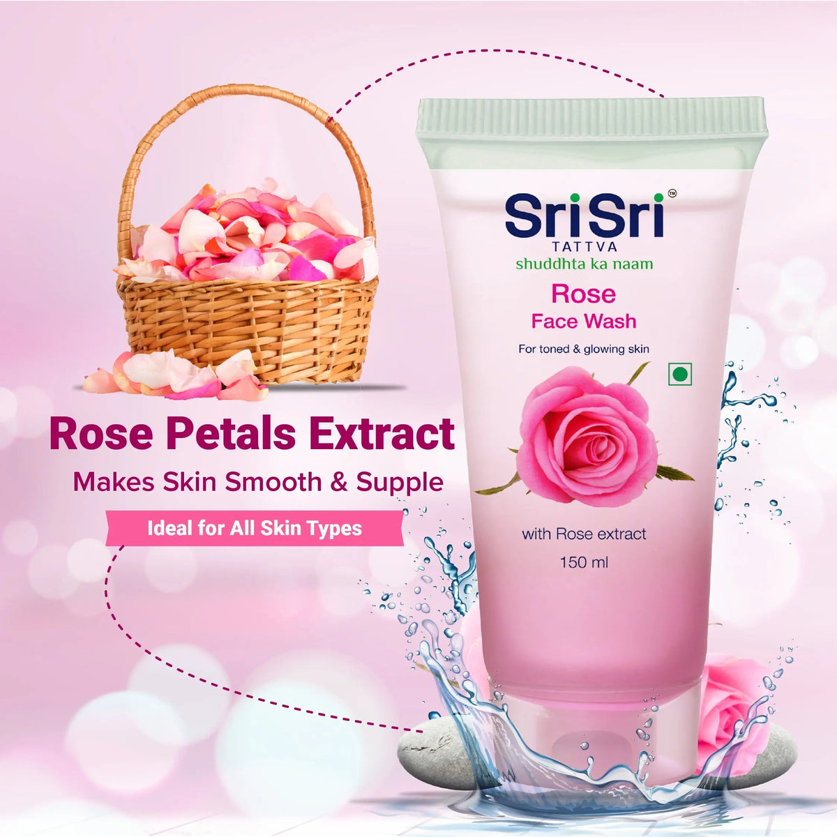 Sri Sri Tattva Rose Face Wash - For Toned & Glowing Skin, 150 ml