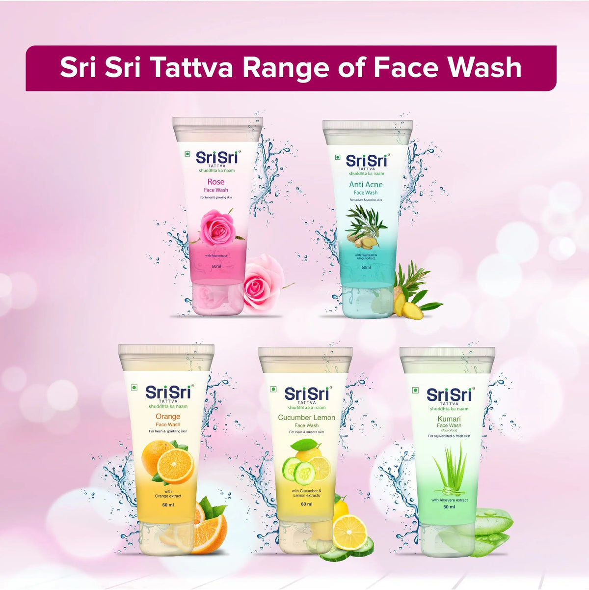 Sri Sri Tattva Rose Face Wash - For Toned & Glowing Skin, 150 ml