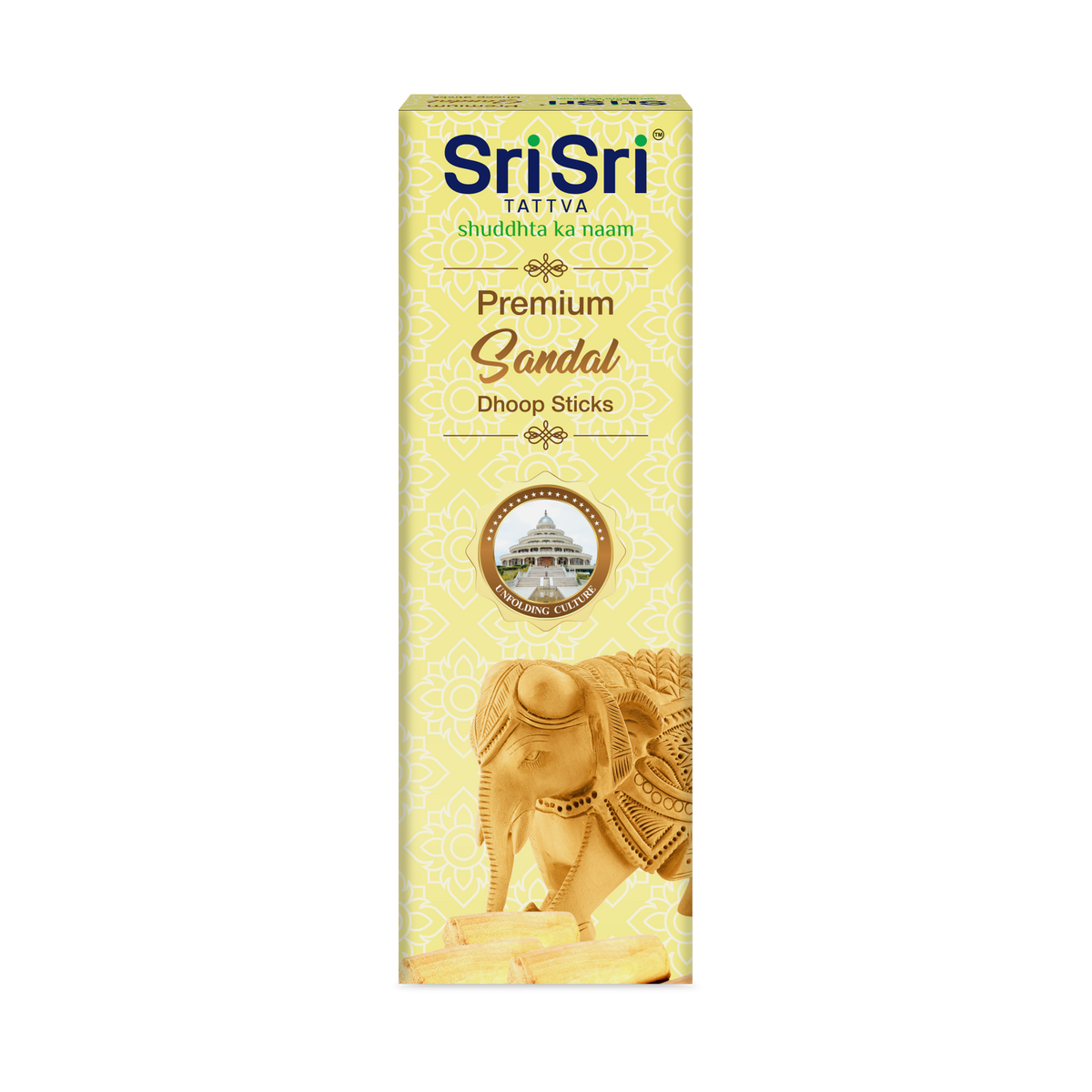 Sri Sri Tattva Premium Sandal Dhoop Sticks For Pooja | Dhoop Batti / Sticks | Fragrances – Natural Sandal | Bamboo-less | Free Stand | 50 g