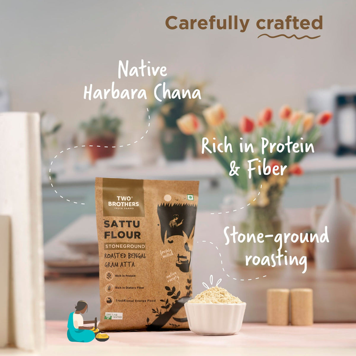 Two Brothers Organic Farms Sattu Atta, Stoneground
