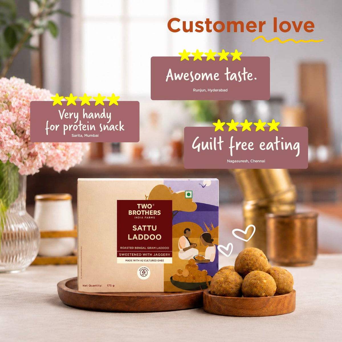 Two Brothers Organic Farms Sattu Laddoo - 175g