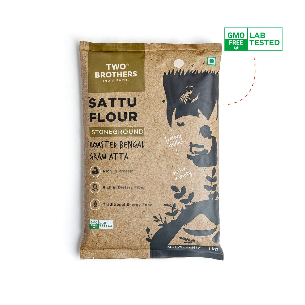 Two Brothers Organic Farms Sattu Atta, Stoneground