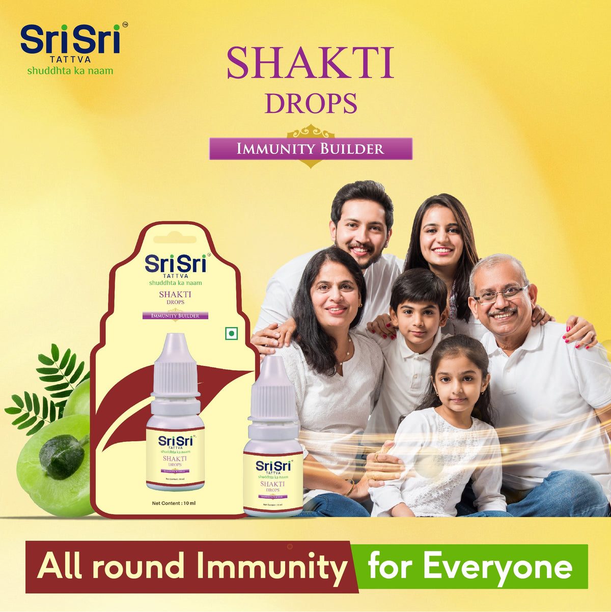 Sri Sri Tattva Shakti Drops - Ayurvedic Immunity Booster For All | Best For Strength & Stamina, Relief From Cold & Sore Throat | 10 ml