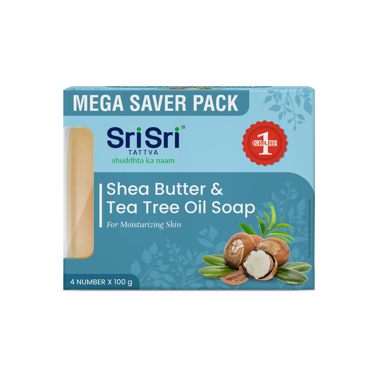 Sri Sri Tattva Shea Butter & Tea Tree Oil Soap | For Moisturizing Skin | 100 g Each | Pack of 4
