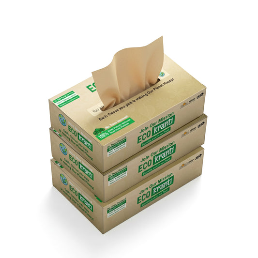 Sri Sri Tattva Eco Kranti - Bamboo Facial Tissue Paper Box | 100 Pulls x 3 Packs | Soft & Absorbent Face Tissues | Biodegradable, Compostable
