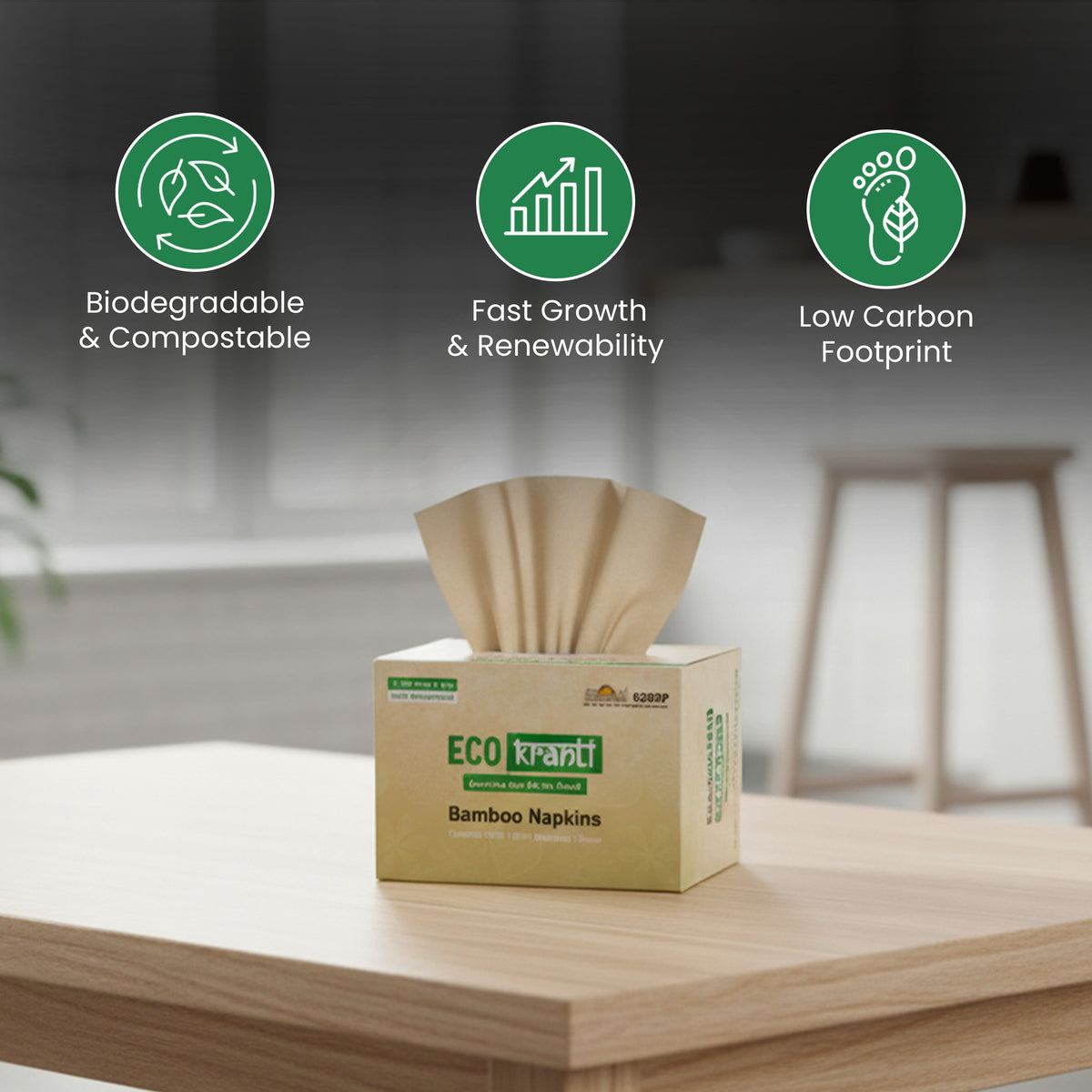 Sri Sri Tattva Eco Kranti – Bamboo Facial Tissue Napkins | 100 Pulls x 3 Packs | 100% Natural & Eco-friendly | Biodegradable, Compostable