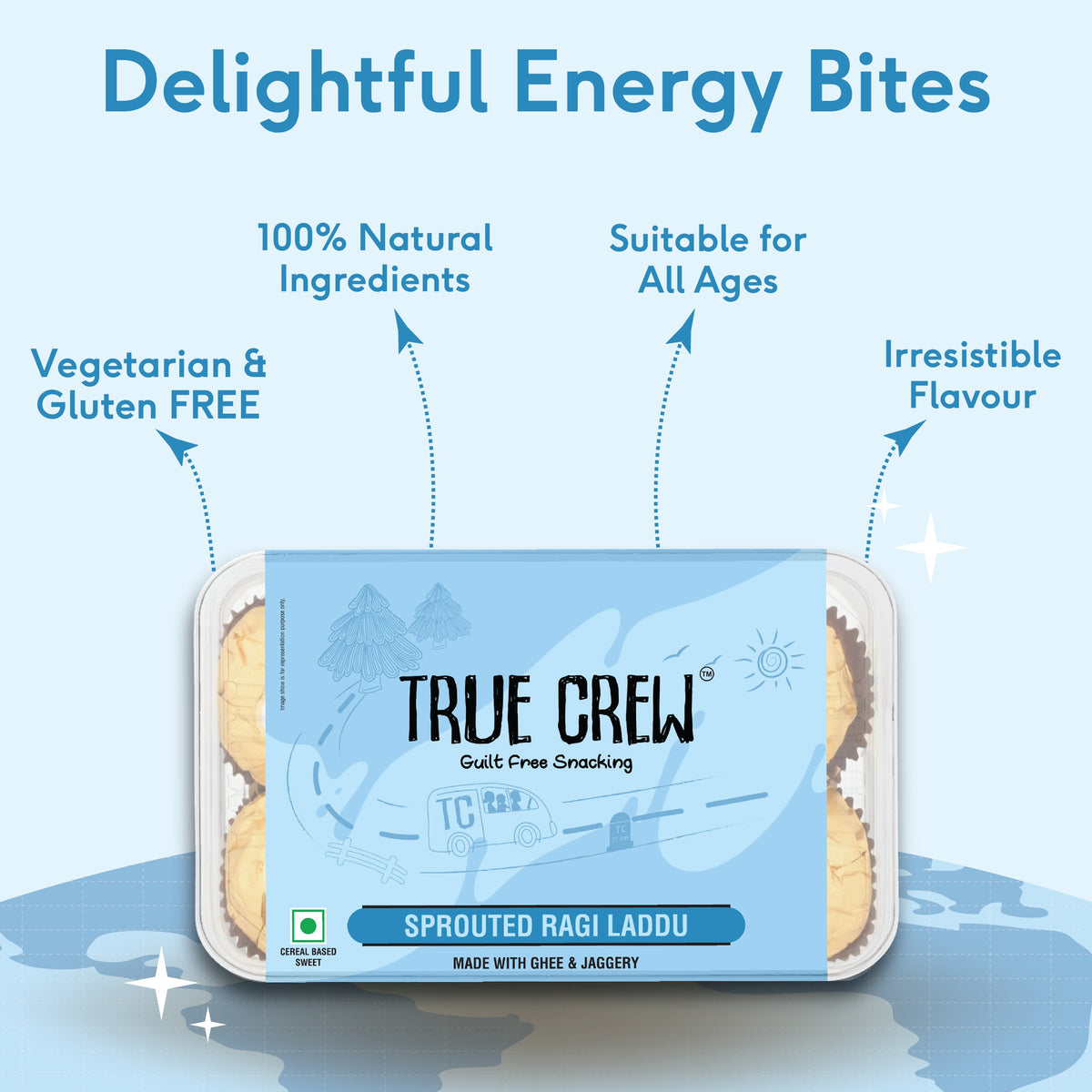 Sri Sri Tattva TRUE CREW - Sprouted Ragi Laddu, 180 g