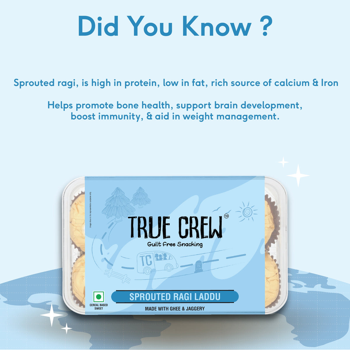 Sri Sri Tattva TRUE CREW - Sprouted Ragi Laddu, 180 g