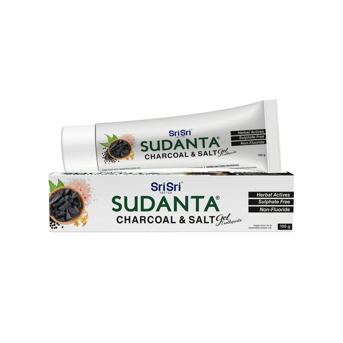 Sri Sri Tattva Sudanta Gel Toothpaste With Charcoal & Salt | SLS Free | Non - Fluoride | 100% Vegetarian, 100 g
