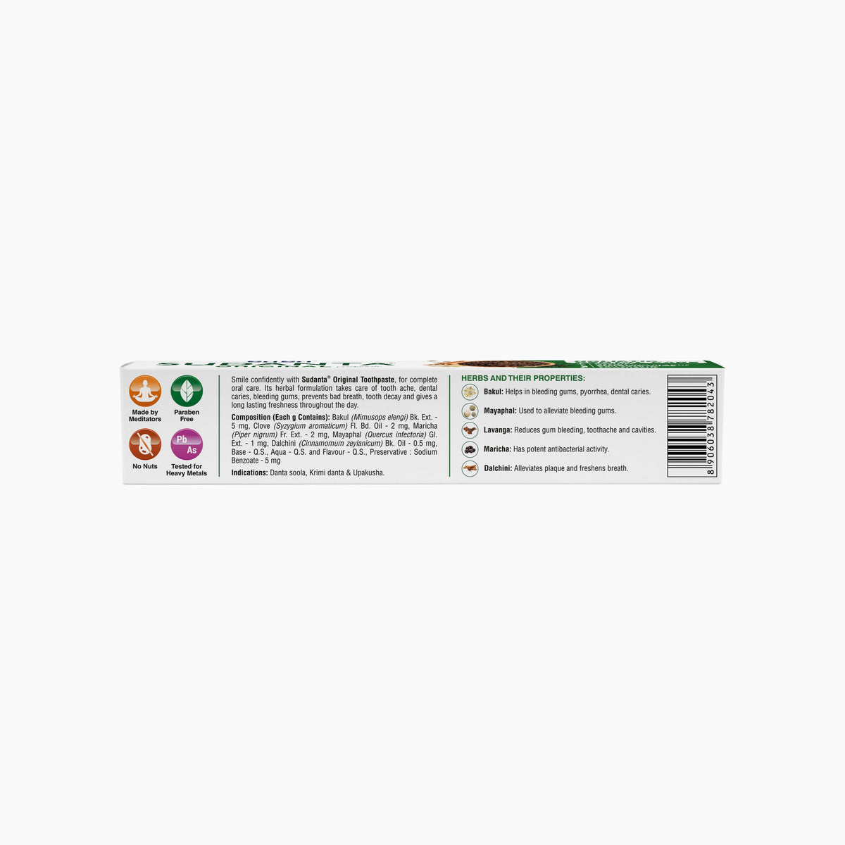 Sri Sri Tattva Sudanta Original Toothpaste - Non - Fluoride - 100% Vegetarian, 50 g