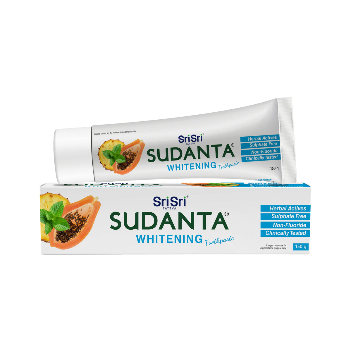 Sri Sri Tattva Sudanta Whitening Toothpaste - Non - Fluoride - 100% Vegetarian, 150 g
