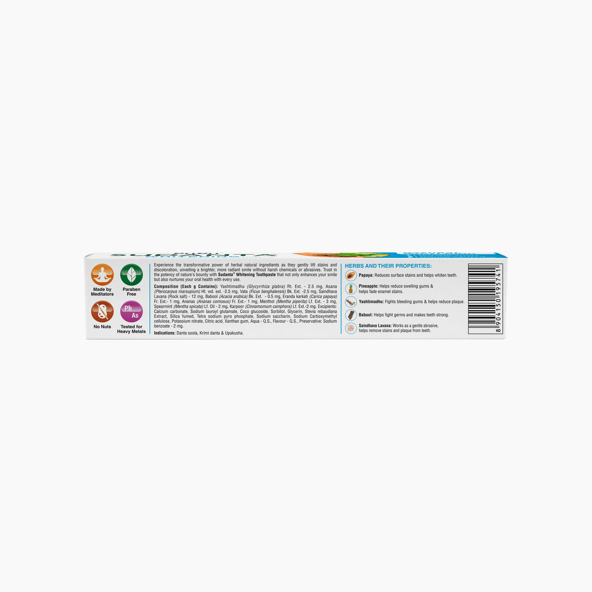 Sri Sri Tattva Sudanta Whitening Toothpaste - Non - Fluoride - 100% Vegetarian, 80 g