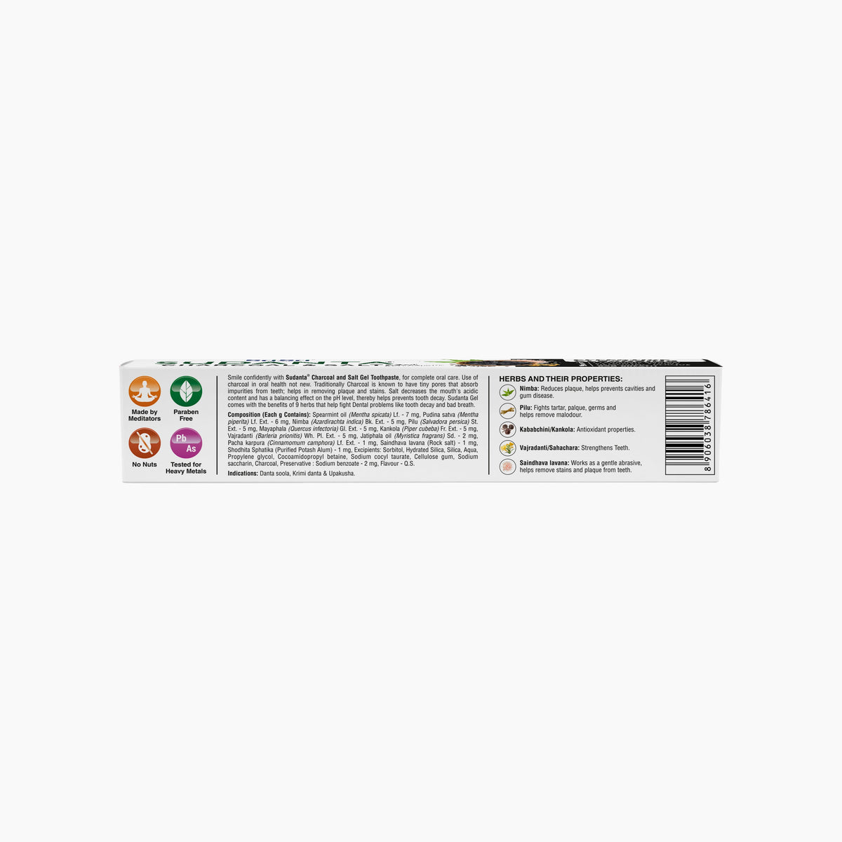 Sri Sri Tattva Sudanta Gel Toothpaste With Charcoal & Salt | SLS Free | Non - Fluoride | 100% Vegetarian, 100 g