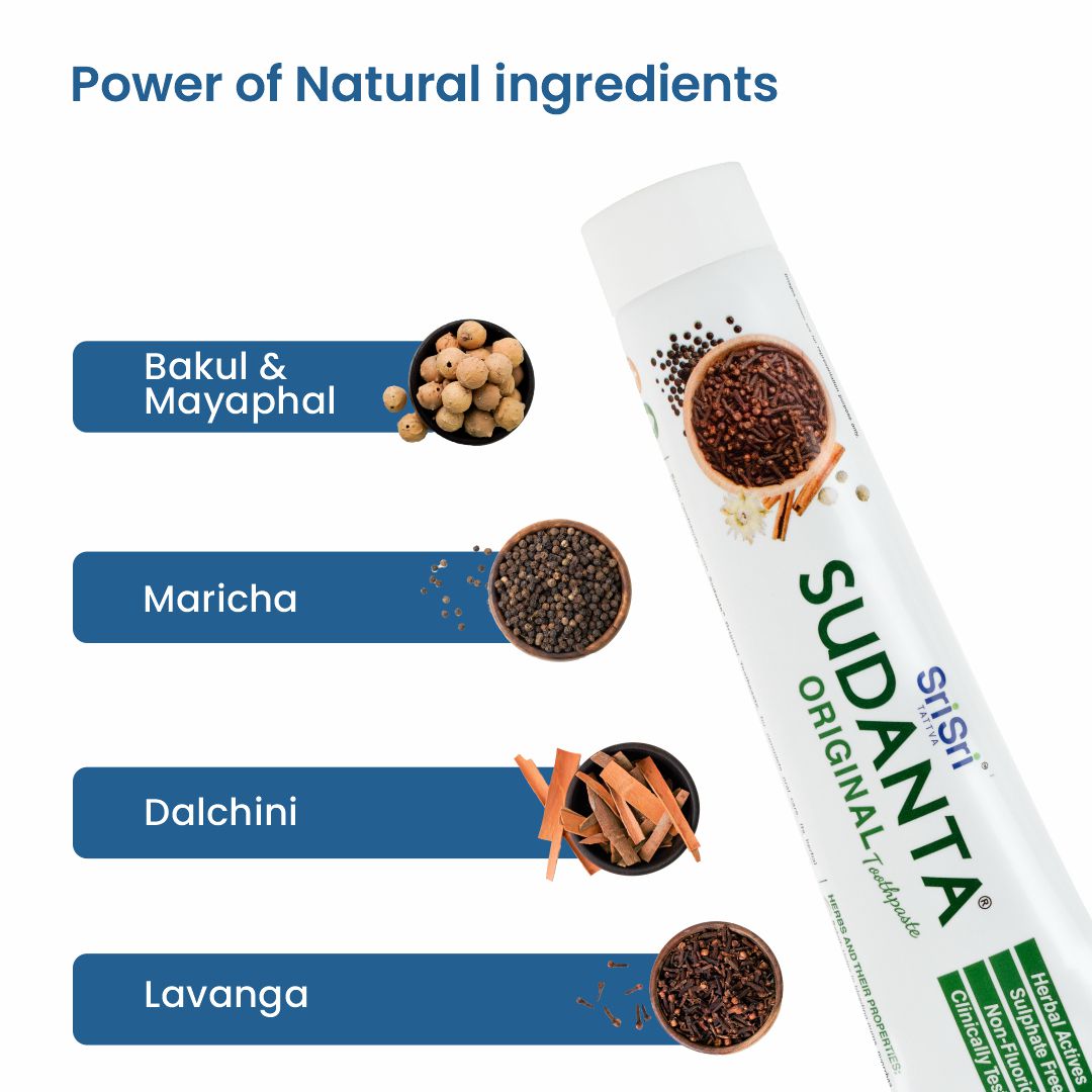 Sri Sri Tattva Sudanta Original Toothpaste - Non - Fluoride - 100% Vegetarian, 100 g