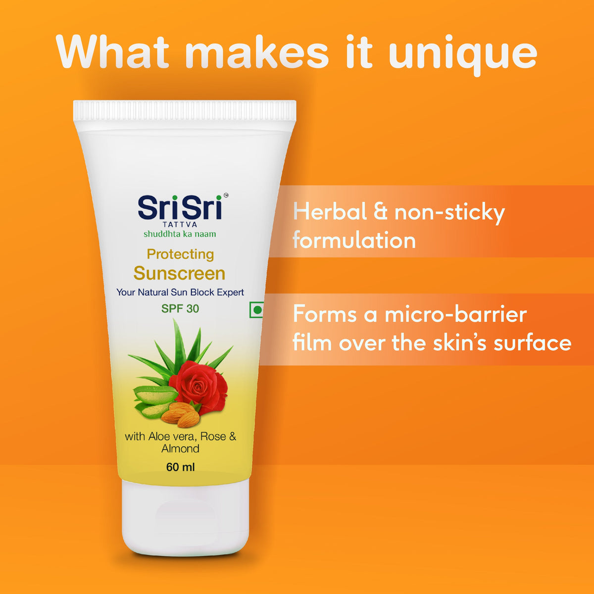 Sri Sri Tattva Protecting Sunscreen Cream - Natural Sun Block Expert, 60 ml