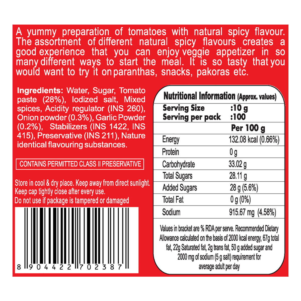 Patanjali Tomato Ketchup with Onion & Garlic (B)