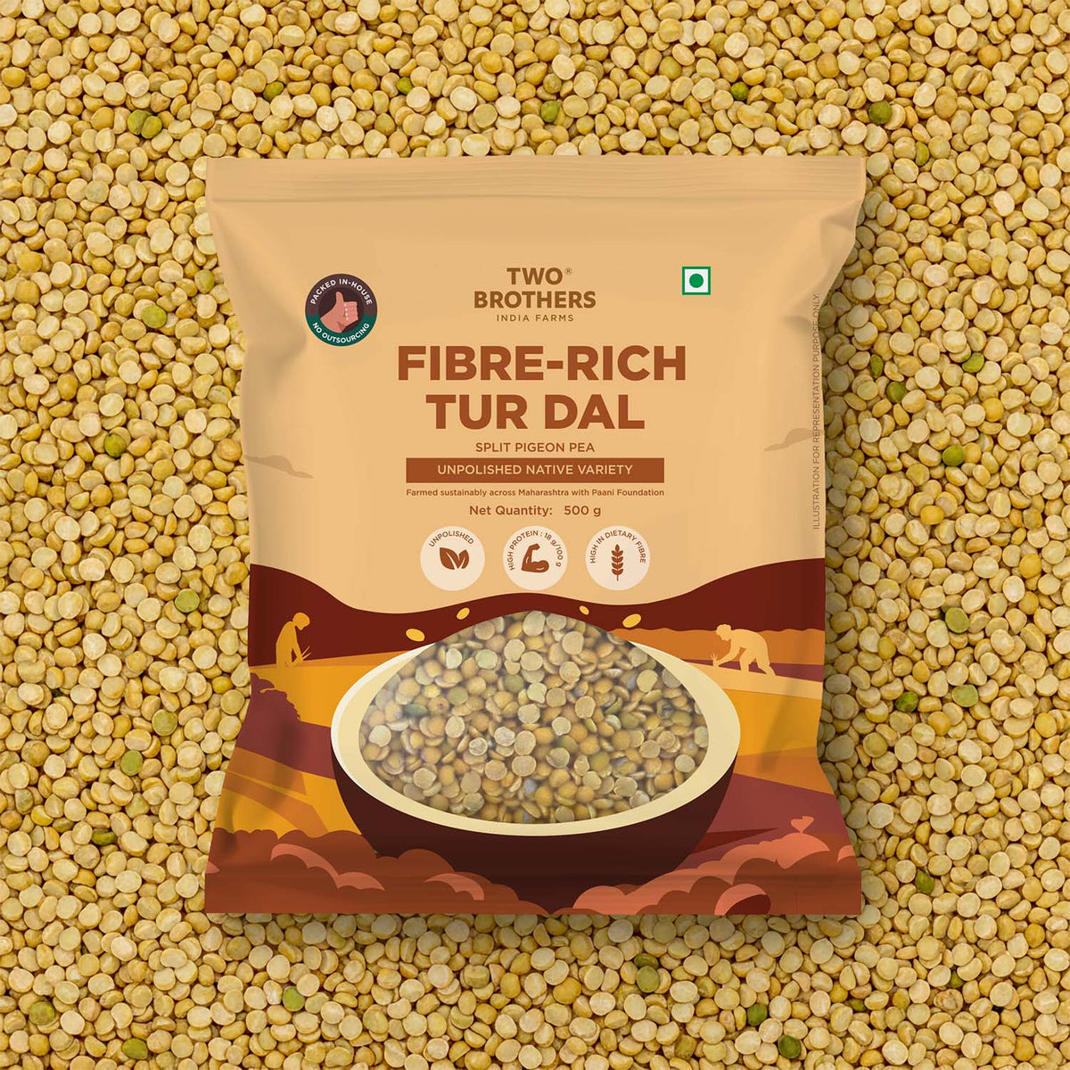Two Brothers Organic Farms Tur (Pigeon Pea) Dal, Unpolished Desi Variety