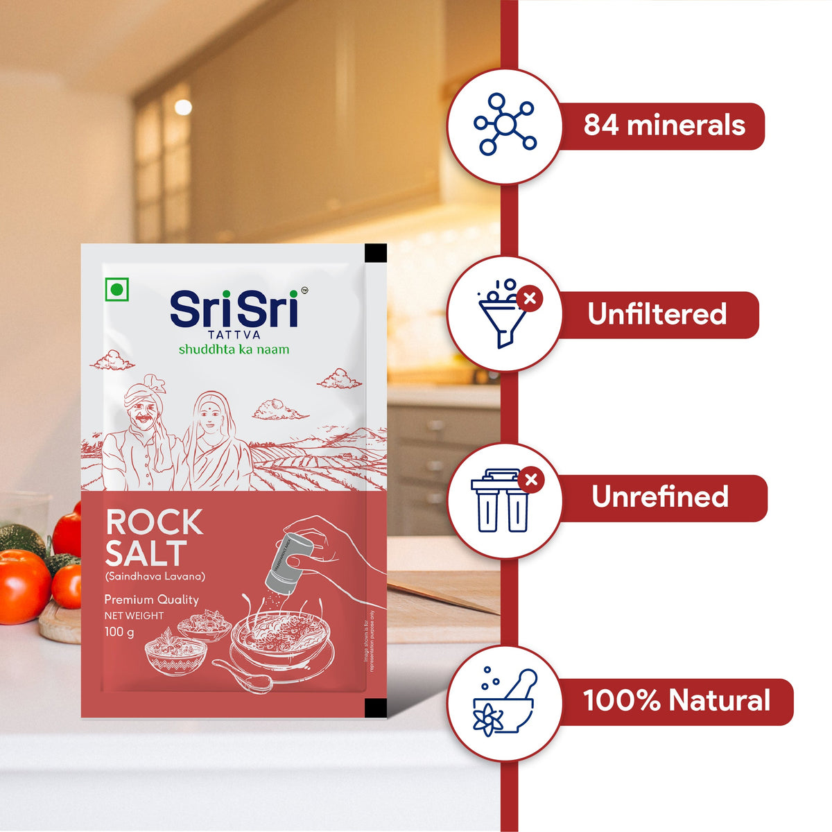 Sri Sri Tattva Rock Salt - Premium Quality, 100g