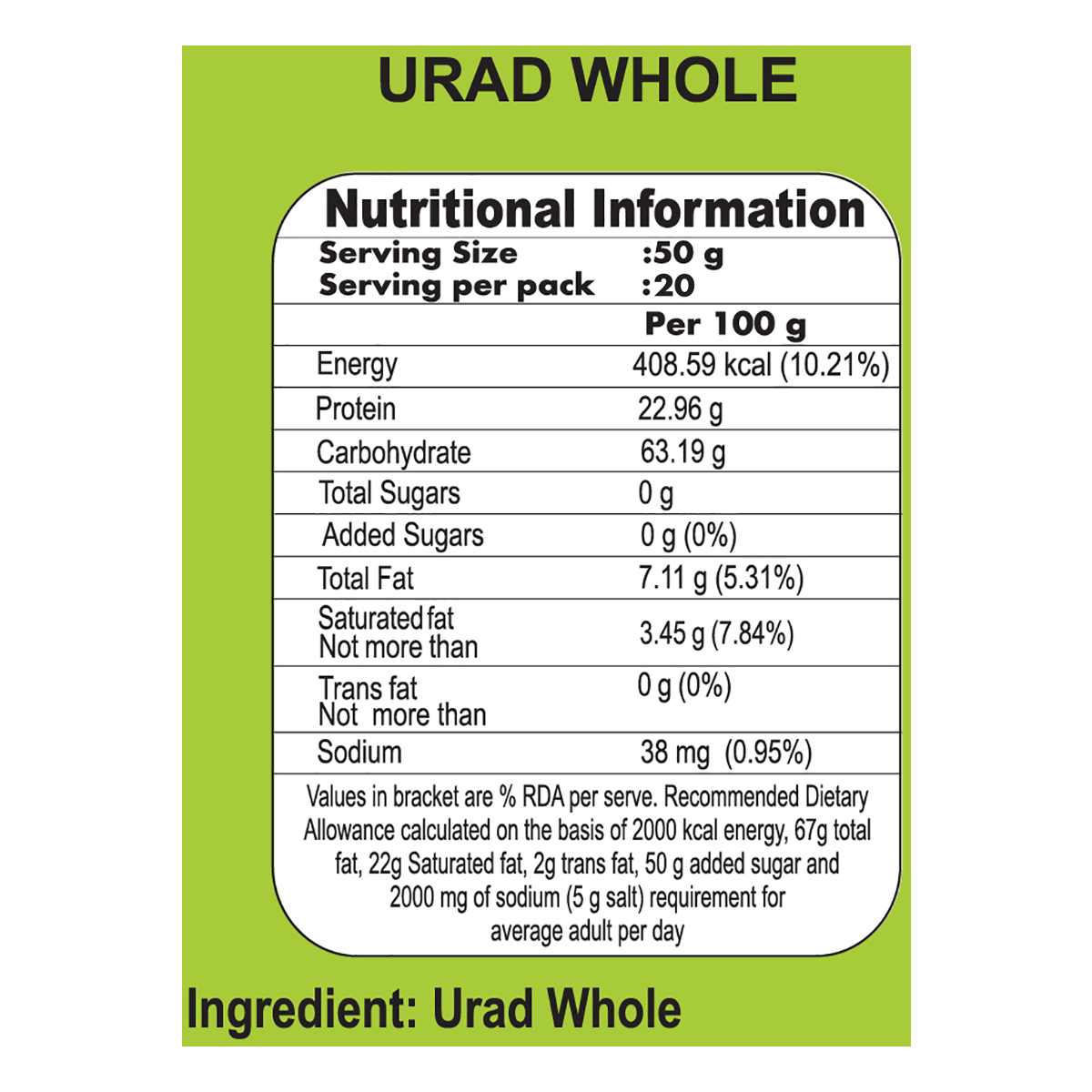 Patanjali Unpolished Urad Whole