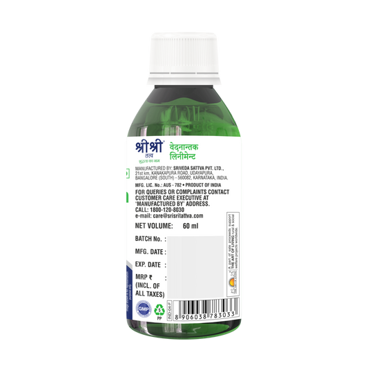 Sri Sri Tattva Vedanantaka Liniment | Provides Soothing Comfort for Minor Aches | 60 ml