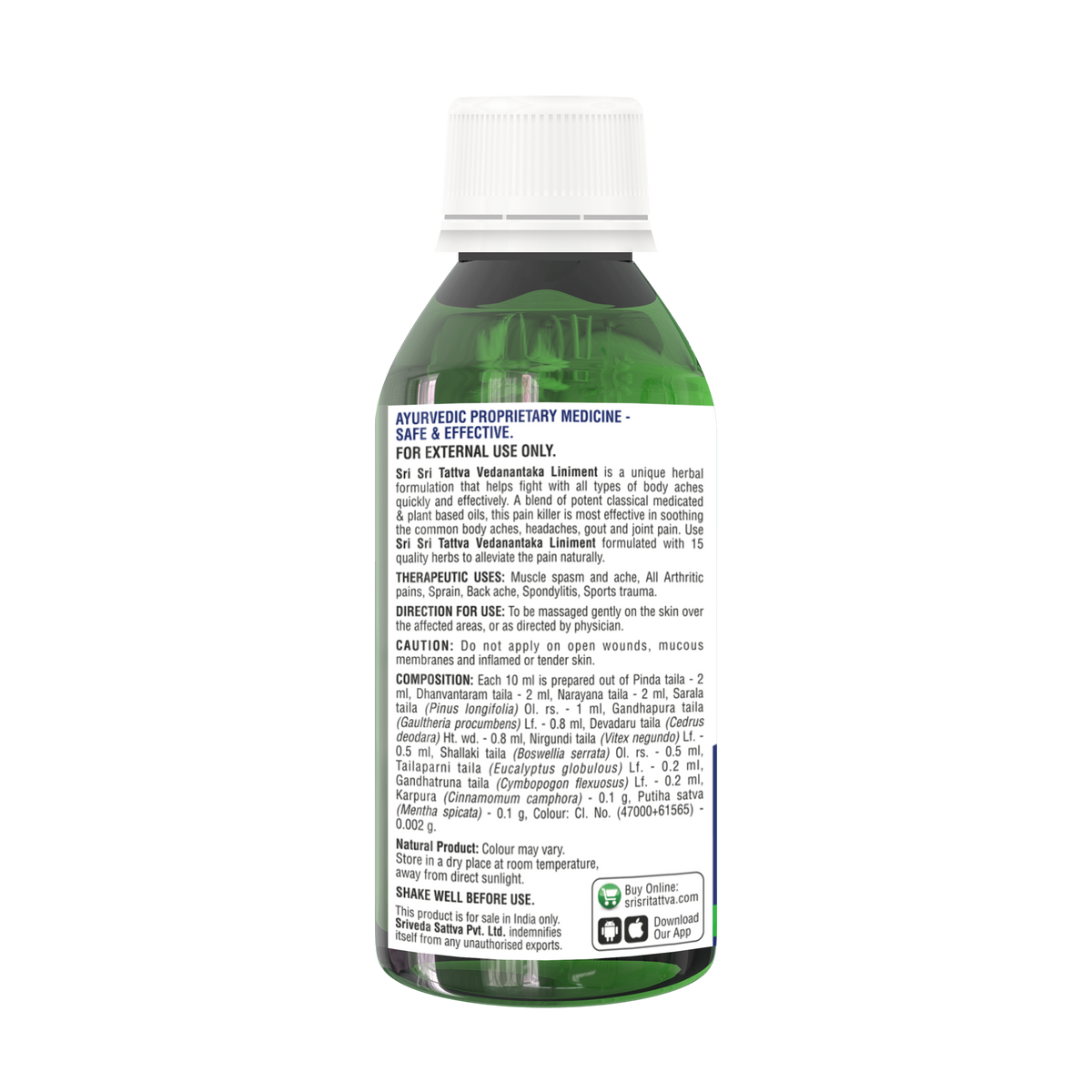 Sri Sri Tattva Vedanantaka Liniment | Provides Soothing Comfort for Minor Aches | 60 ml