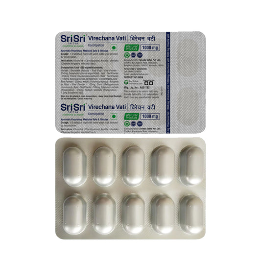 Sri Sri Tattva Virechana Vati | In Constipation & For Better Cleansing With Laxative Effect | Strengthens Digestions And Improves Cleansing | 1000 mg