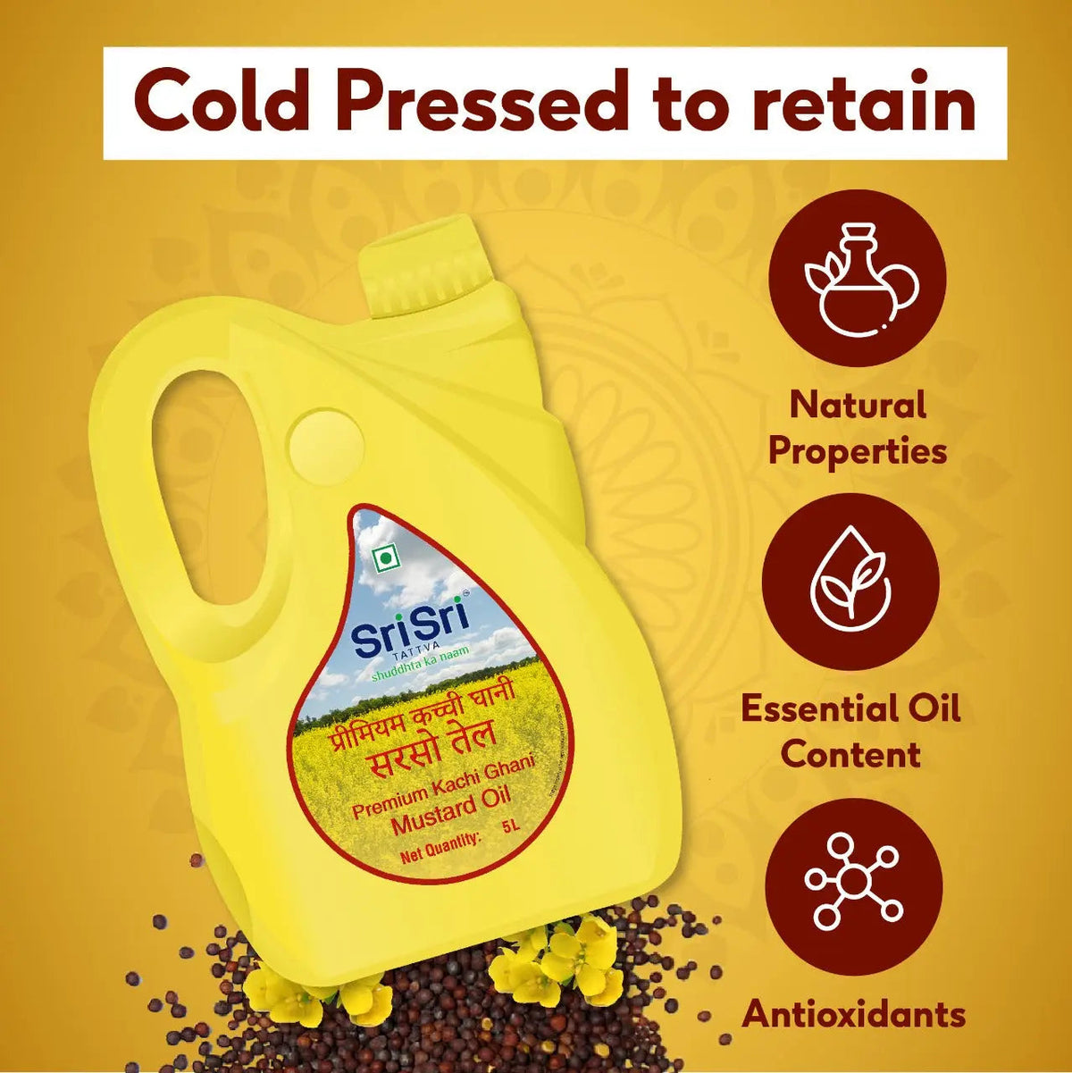 Sri Sri Tattva Premium Kachi Ghani Mustard Oil, 5 L