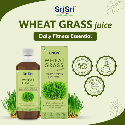 Sri Sri Tattva Wheat Grass Juice - Daily Fitness Essential | High In Nutrients & Antioxidants, Daily Detox, Overall Fitness | 1 L