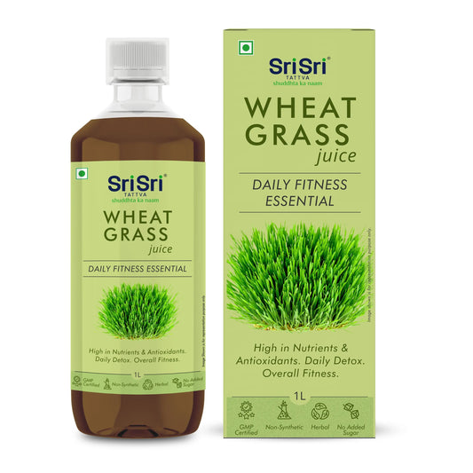 Sri Sri Tattva Wheat Grass Juice - Daily Fitness Essential | High In Nutrients & Antioxidants, Daily Detox, Overall Fitness | 1 L